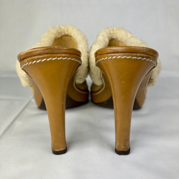 Coach Kacie Shearling Platform Mules | Tan Suede sz 7B Excellent condition - Picture 9 of 14